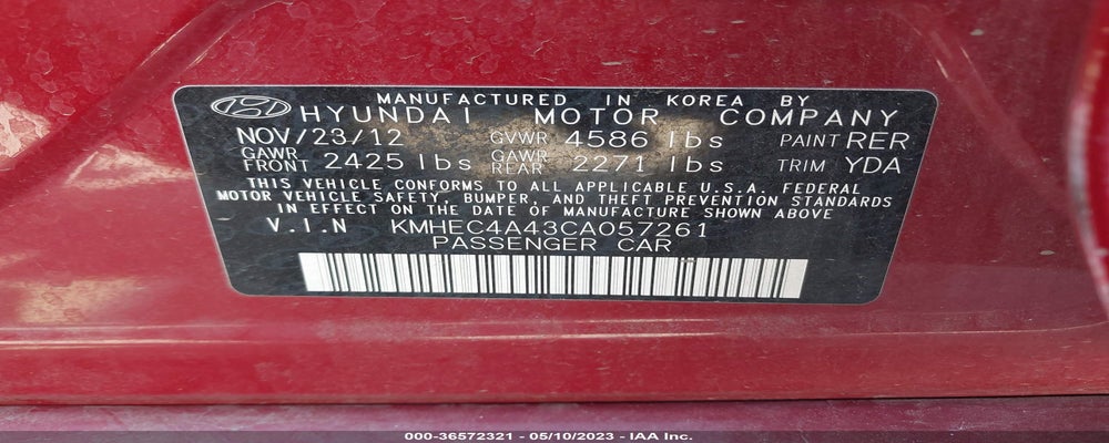 KMHEC4A43CA057261 2012 HYUNDAI SONATA photo no. 9