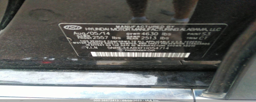5NPE34ABXFH054714 2015 HYUNDAI SONATA photo no. 9
