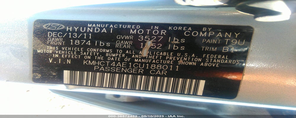 KMHCT4AE1CU188011 2012 HYUNDAI ACCENT photo no. 9