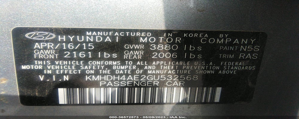 KMHDH4AE2GU532568 2016 HYUNDAI ELANTRA photo no. 9
