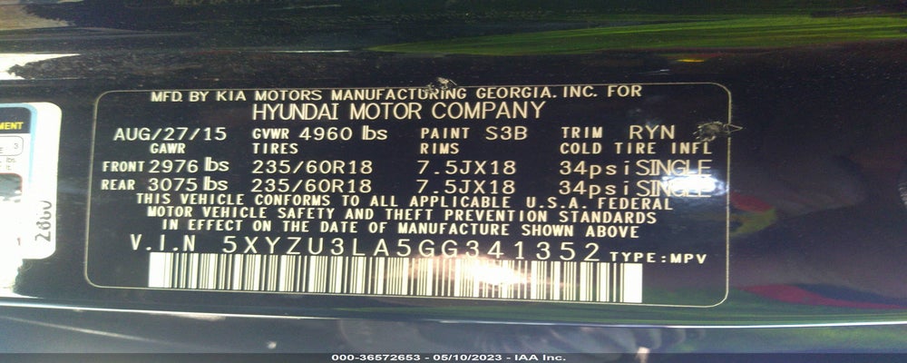5XYZU3LA5GG341352 2016 HYUNDAI SANTA FE SPORT photo no. 9