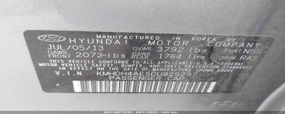 KMHDH4AE5DU929297 2013 HYUNDAI ELANTRA photo no. 9