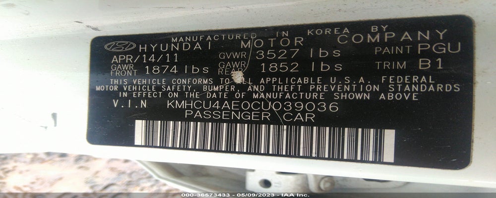 KMHCU4AE0CU039036 2012 HYUNDAI ACCENT photo no. 9