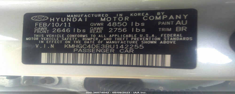 KMHGC4DE3BU142255 2011 HYUNDAI GENESIS photo no. 9