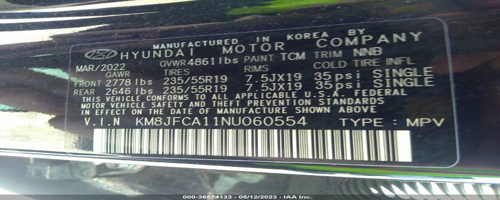 KM8JFCA11NU060554 2022 HYUNDAI TUCSON HYBRID photo no. 9