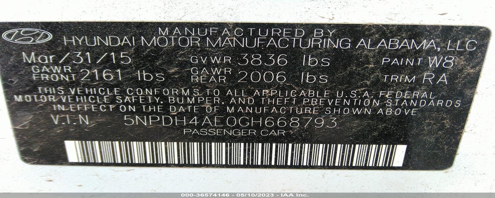 5NPDH4AE0GH668793 2016 HYUNDAI ELANTRA photo no. 9