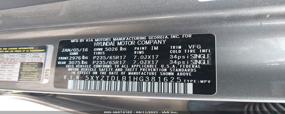 5XYZTDLB1HG381625 2017 HYUNDAI SANTA FE SPORT photo no. 9