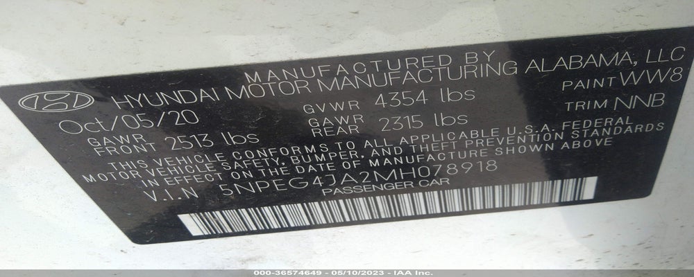 5NPEG4JA2MH078918 2021 HYUNDAI SONATA photo no. 9