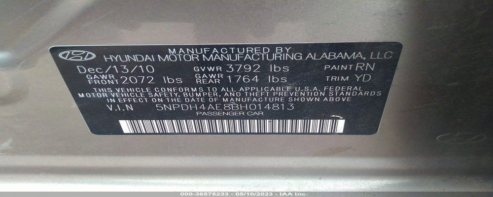 5NPDH4AE8BH014813 2011 HYUNDAI ELANTRA photo no. 9