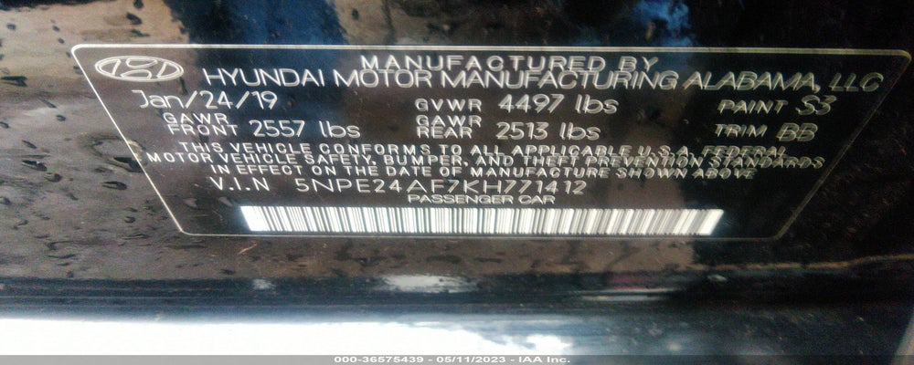 5NPE24AF7KH771412 2019 HYUNDAI SONATA photo no. 9