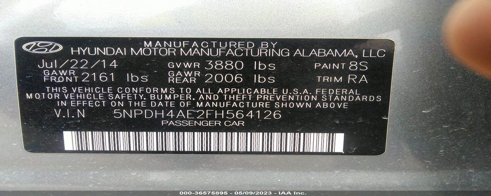 5NPDH4AE2FH564126 2015 HYUNDAI ELANTRA photo no. 9