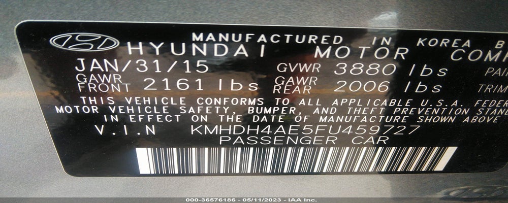KMHDH4AE5FU459727 2015 HYUNDAI ELANTRA photo no. 9