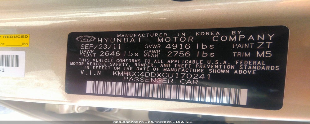 KMHGC4DDXCU170241 2012 HYUNDAI GENESIS photo no. 9