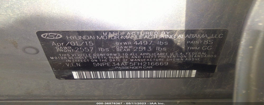 5NPE34AF5FH216669 2015 HYUNDAI SONATA photo no. 9