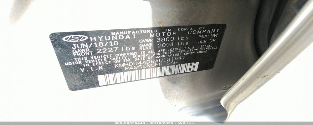 KMHDU4AD6AU131647 2010 HYUNDAI ELANTRA photo no. 9