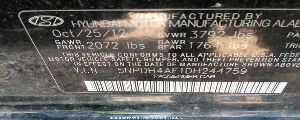 5NPDH4AE1DH244759 2013 HYUNDAI ELANTRA photo no. 9