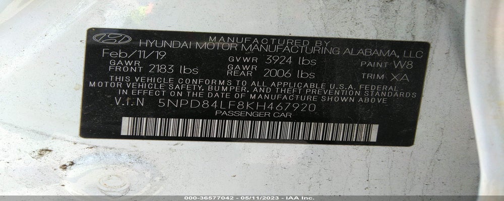 5NPD84LF8KH467920 2019 HYUNDAI ELANTRA photo no. 9