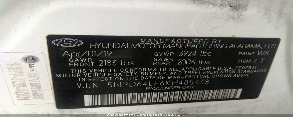 5NPD84LF6KH485638 2019 HYUNDAI ELANTRA photo no. 9