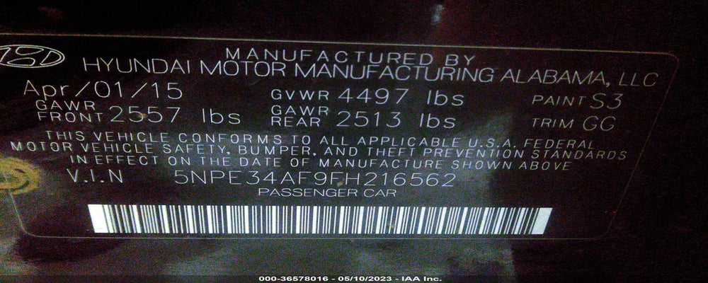 5NPE34AF9FH216562 2015 HYUNDAI SONATA photo no. 9