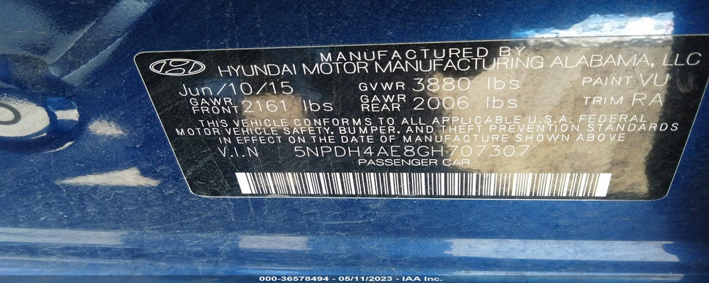 5NPDH4AE8GH707307 2016 HYUNDAI ELANTRA photo no. 9