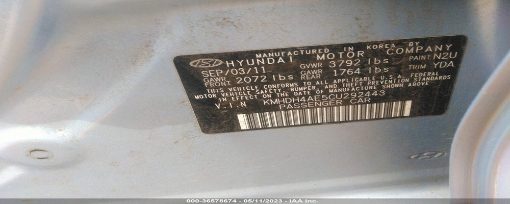 KMHDH4AE5CU292443 2012 HYUNDAI ELANTRA photo no. 9