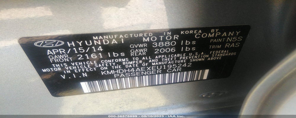 KMHDH4AEXEU195242 2014 HYUNDAI ELANTRA photo no. 9