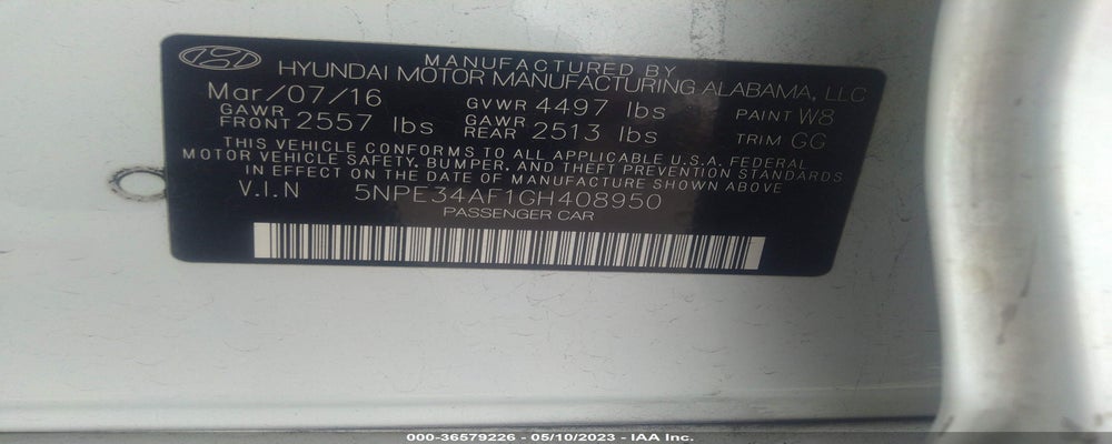 5NPE34AF1GH408950 2016 HYUNDAI SONATA photo no. 9