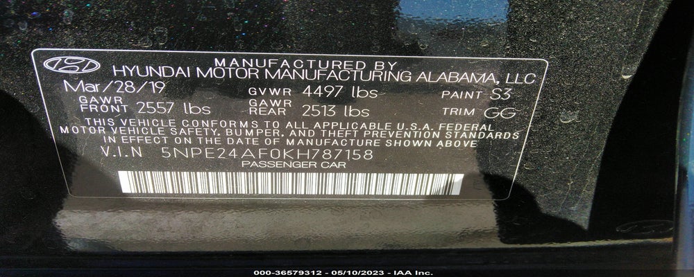 5NPE24AF0KH787158 2019 HYUNDAI SONATA photo no. 9