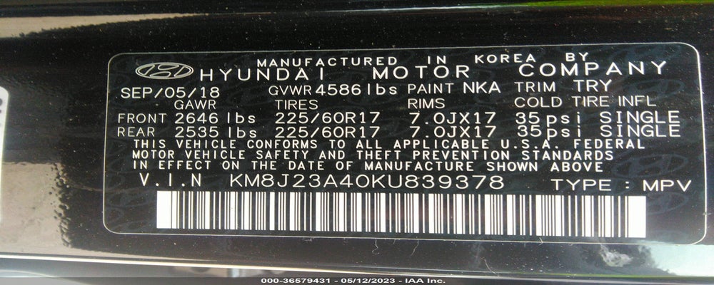 KM8J23A40KU839378 2019 HYUNDAI TUCSON photo no. 9