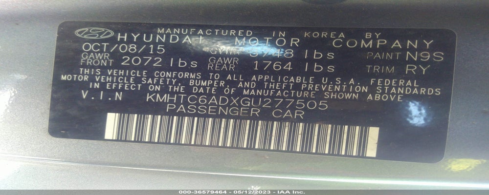 KMHTC6ADXGU277505 2016 HYUNDAI VELOSTER photo no. 9