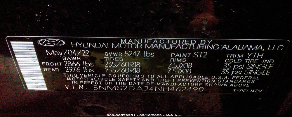5NMS2DAJ4NH462490 2022 HYUNDAI SANTA FE photo no. 9
