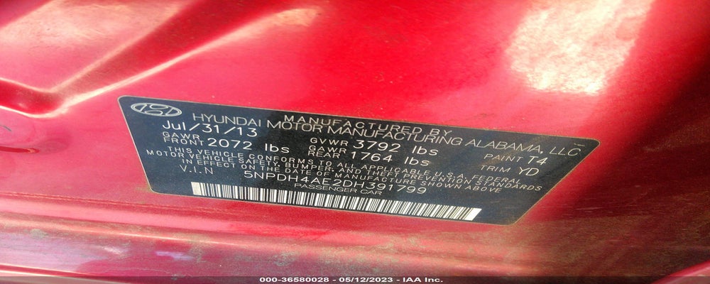 5NPDH4AE2DH391799 2013 HYUNDAI ELANTRA photo no. 9