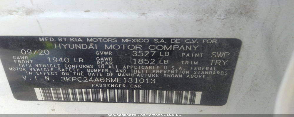 3KPC24A66ME131013 2021 HYUNDAI ACCENT photo no. 9