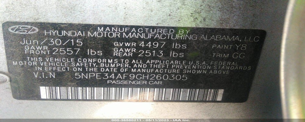 5NPE34AF9GH260305 2016 HYUNDAI SONATA photo no. 9