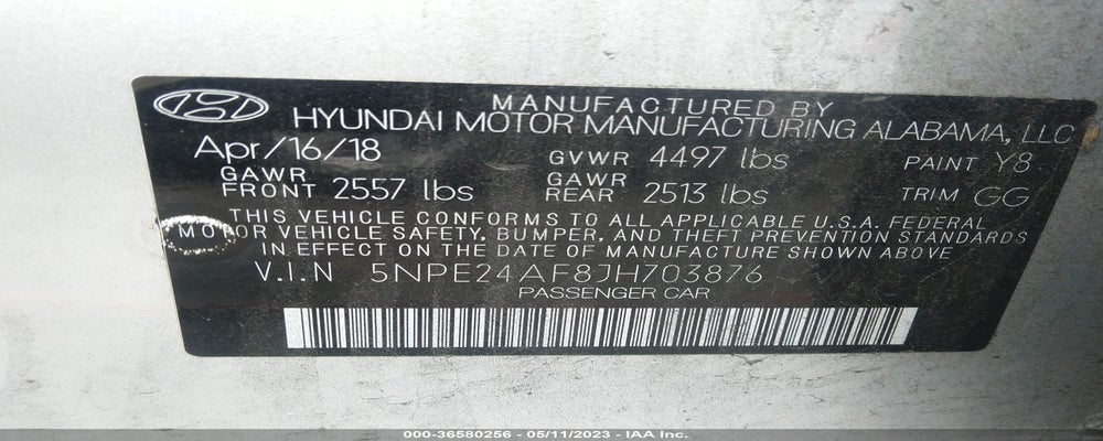 5NPE24AF8JH703876 2018 HYUNDAI SONATA photo no. 9