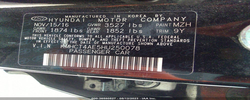 KMHCT4AE5HU250078 2017 HYUNDAI ACCENT photo no. 9