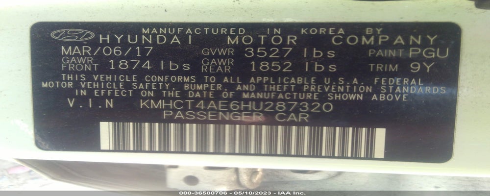 KMHCT4AE6HU287320 2017 HYUNDAI ACCENT photo no. 9