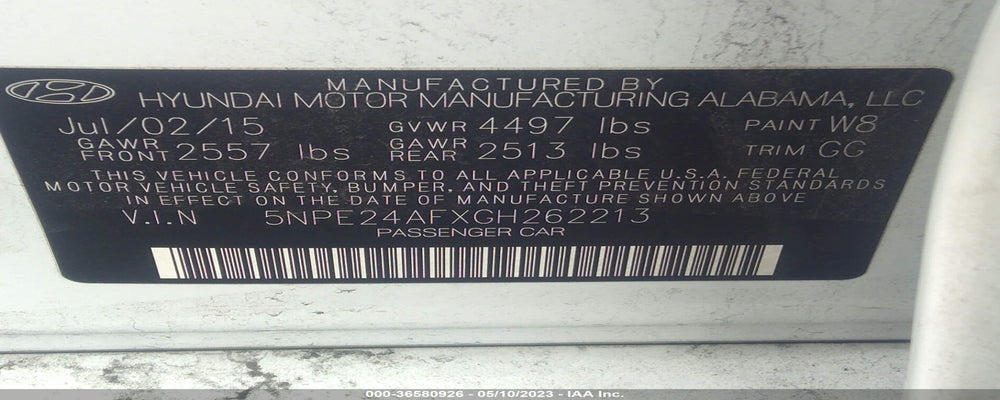 5NPE24AFXGH262213 2016 HYUNDAI SONATA photo no. 9