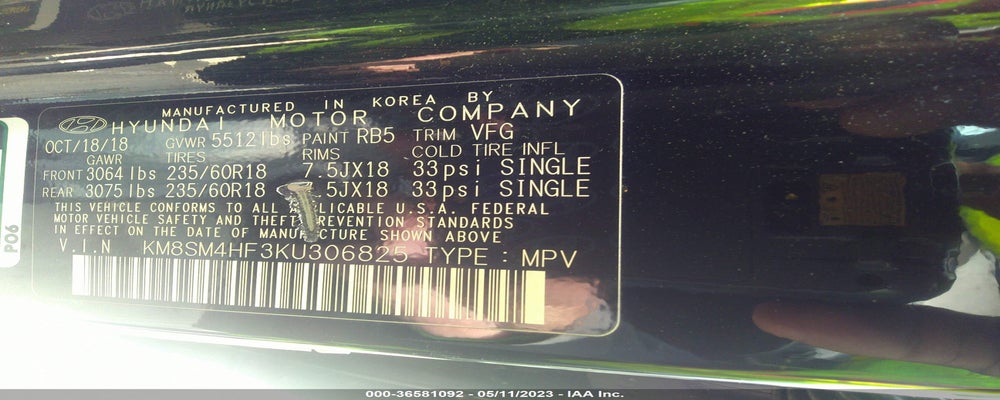KM8SM4HF3KU306825 2019 HYUNDAI SANTA FE XL photo no. 9