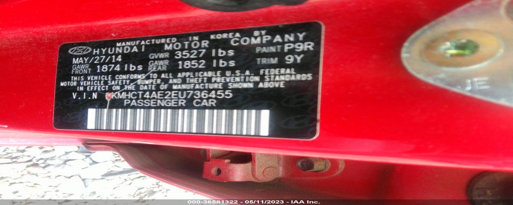 KMHCT4AE2EU736455 2014 HYUNDAI ACCENT photo no. 9