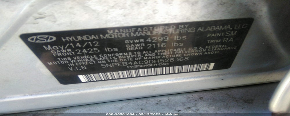 5NPEB4AC9DH528368 2013 HYUNDAI SONATA photo no. 9