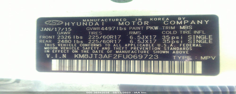 KM8JT3AF2FU069723 2015 HYUNDAI TUCSON photo no. 9