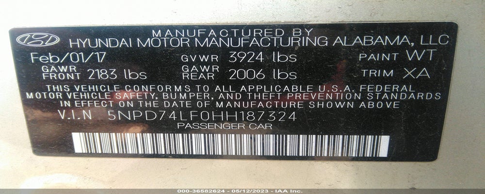 5NPD74LF0HH187324 2017 HYUNDAI ELANTRA photo no. 9