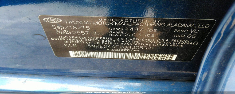 5NPE24AF2GH308021 2016 HYUNDAI SONATA photo no. 9
