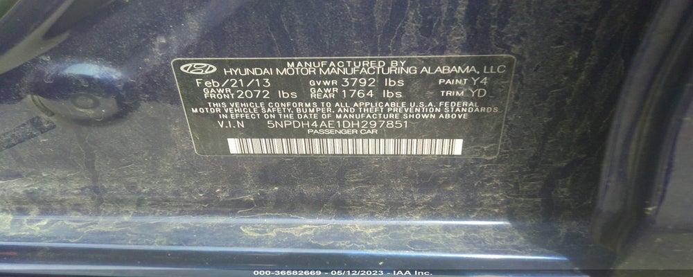 5NPDH4AE1DH297851 2013 HYUNDAI ELANTRA photo no. 9