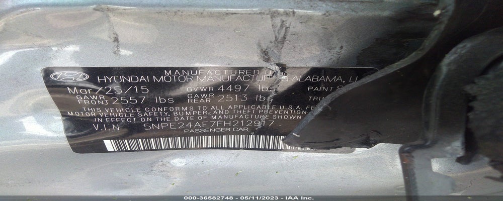 5NPE24AF7FH212917 2015 HYUNDAI SONATA photo no. 9