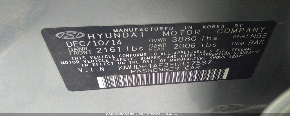 KMHDH4AE3FU417587 2015 HYUNDAI ELANTRA photo no. 9