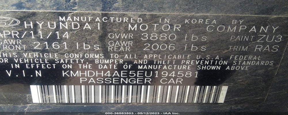 KMHDH4AE5EU194581 2014 HYUNDAI ELANTRA photo no. 9