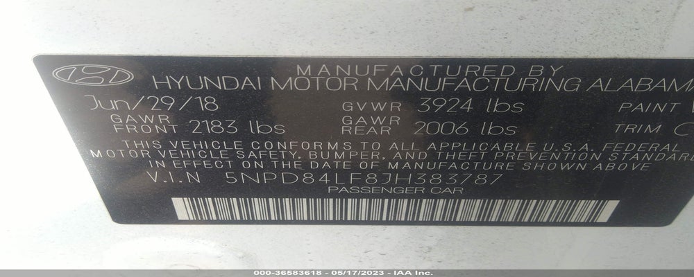 5NPD84LF8JH383787 2018 HYUNDAI ELANTRA photo no. 9