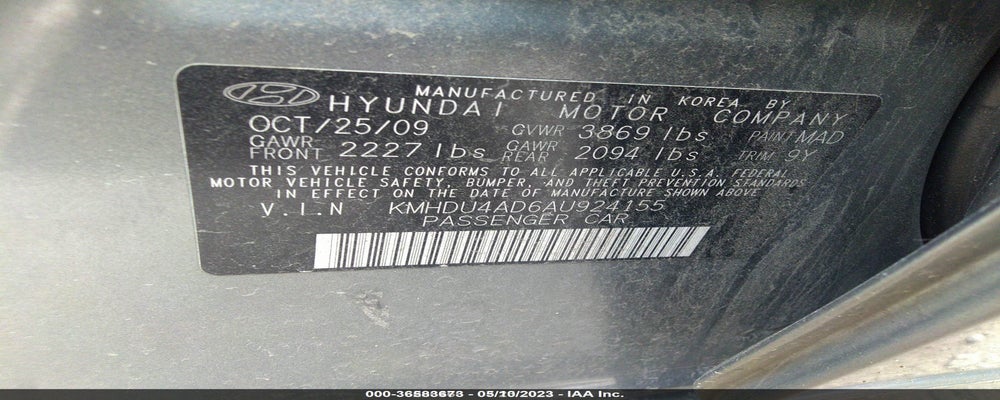 KMHDU4AD6AU924155 2010 HYUNDAI ELANTRA photo no. 9